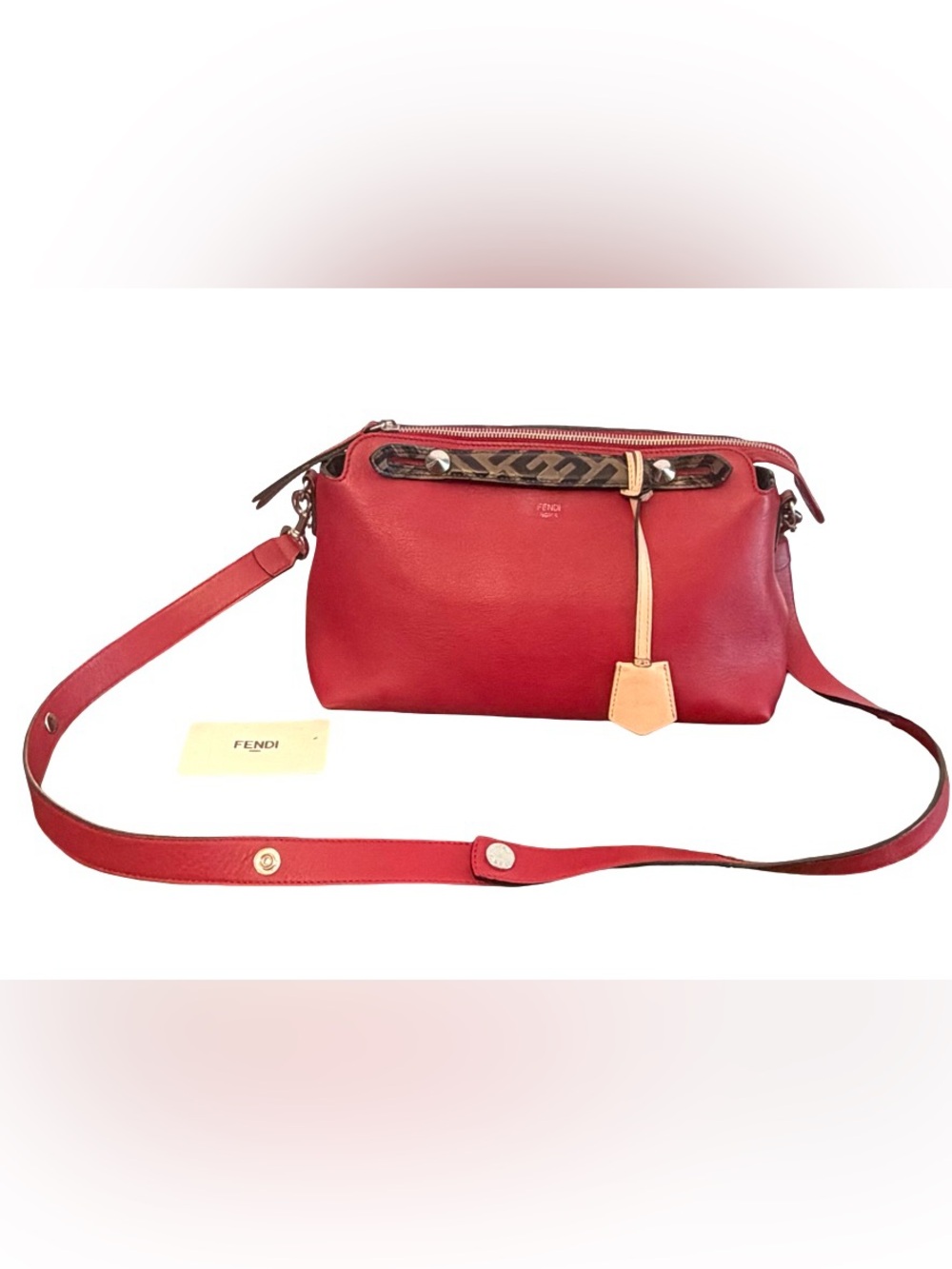 Fendi 8BL124 By the Way Medium Leather Red 2way Crossbody Handbag Made in Italy - Picture 4 of 17